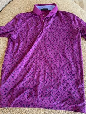 Greyson  Men's Magenta Patterned Polo Swim Shirt